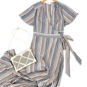 NWT Promesa Cotton Wrap High Lo Striped Dress